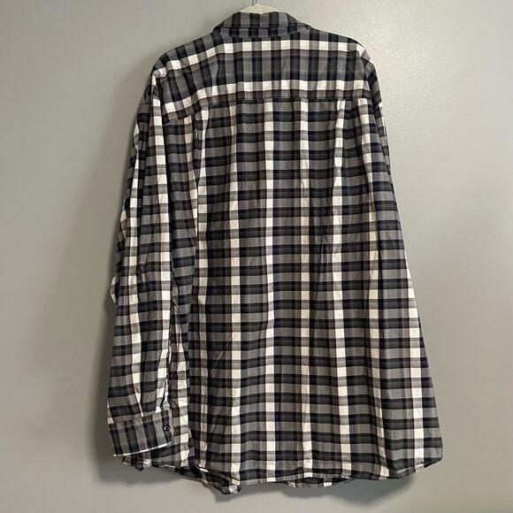 Synrgy Black Gray White Plaid Button Down Dress Shirt 4XLT TALL - Picture 4 of 4